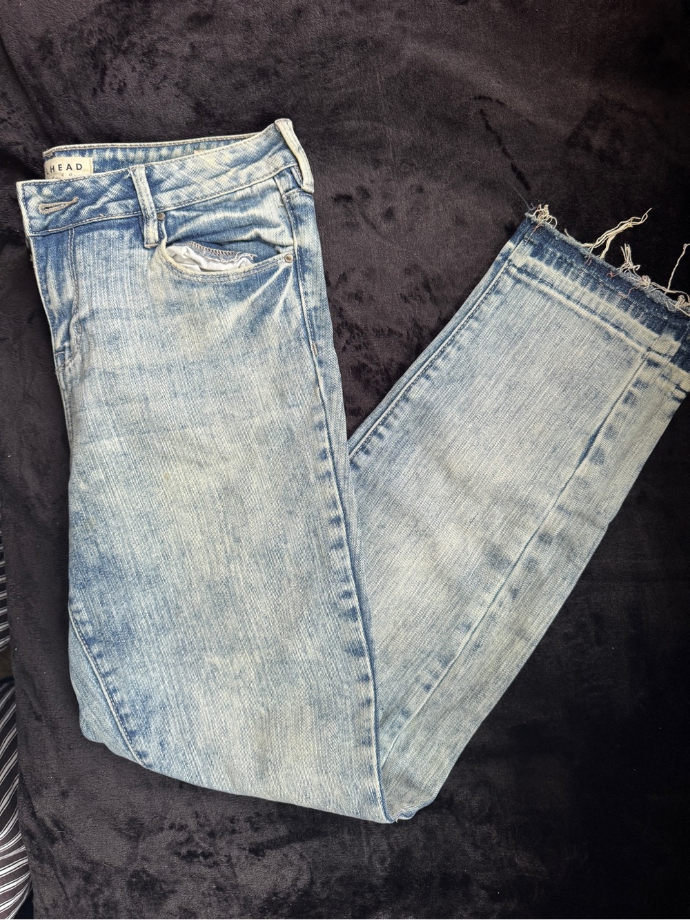 Bullhead Light Blue Skinny Cropped Jeans with Raw Hem
